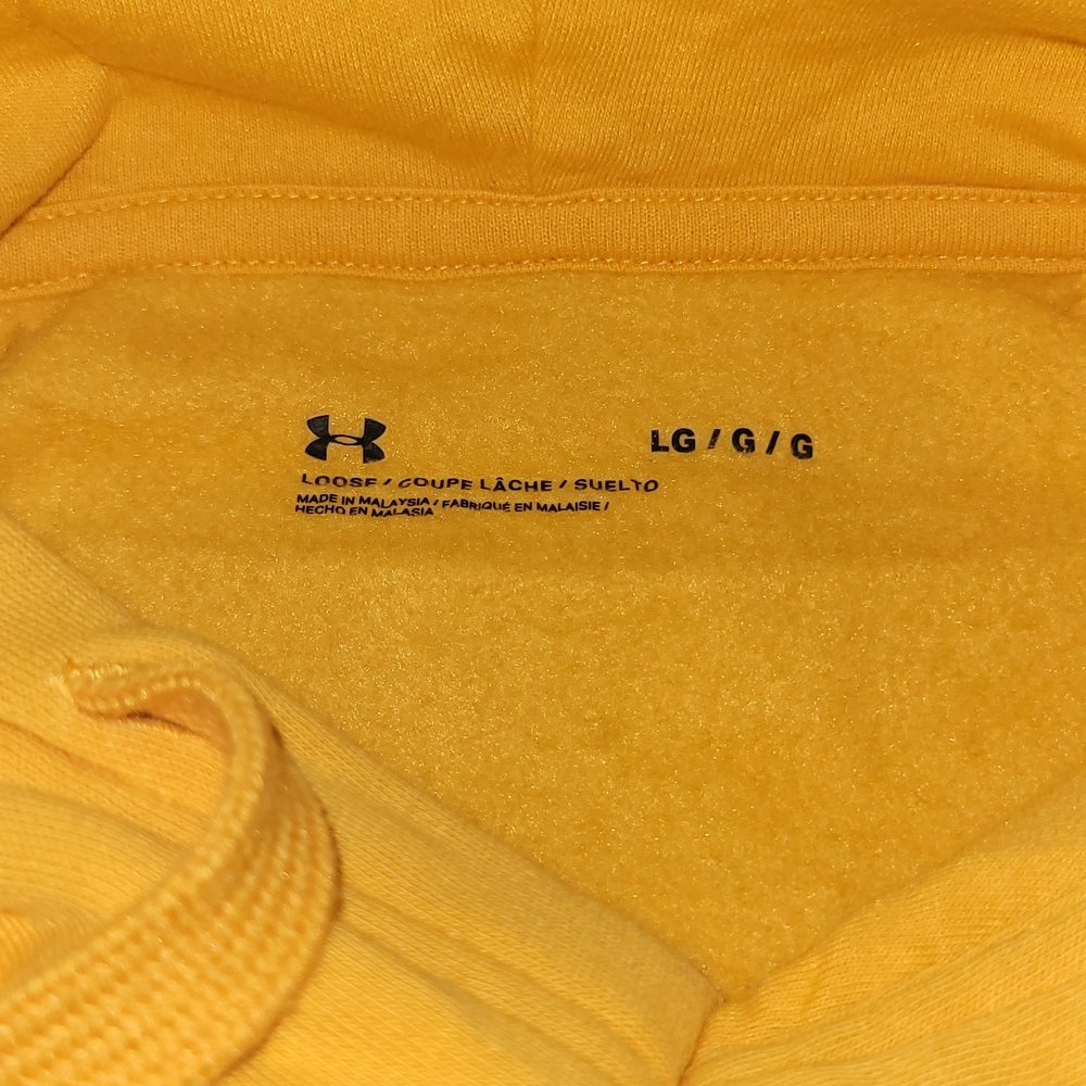 Large UNDER ARMOUR Bright Yellow Hooded Sweatshirt - Picture 7 of 7